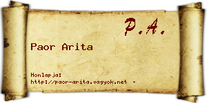 Paor Arita névjegykártya
